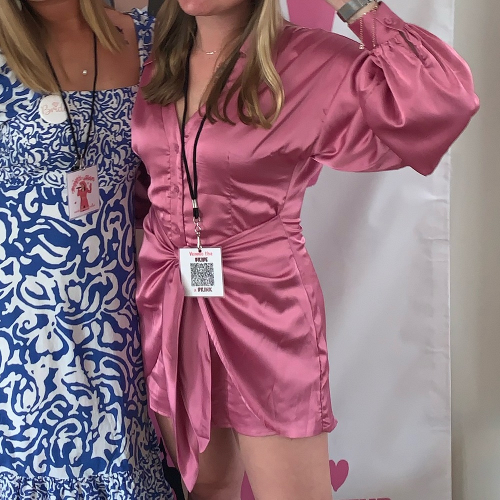 Pink silk romper
